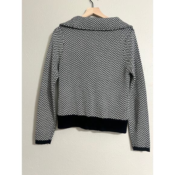 oona & maud Anthropologie Herringbone  Zip Front Sweater Med - Picture 2 of 5
